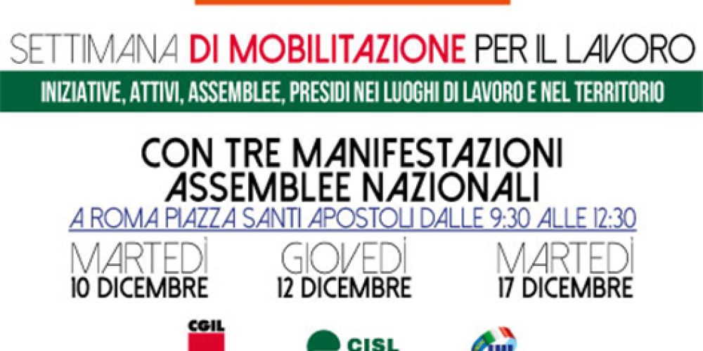 Settimana di mobilitazione per il lavoro