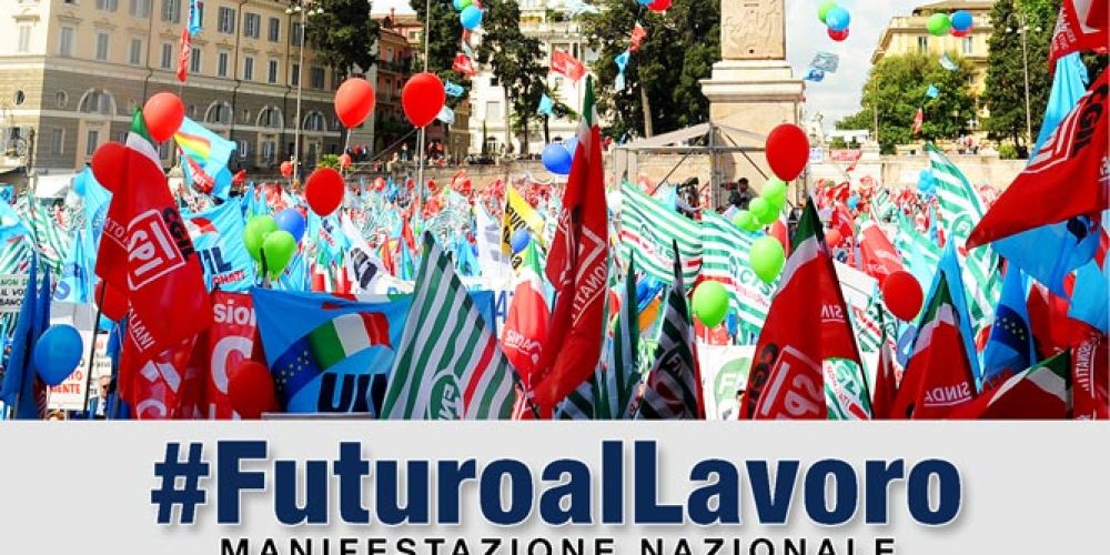 Manifestazione nazionale unitaria di Cgil Cisl Uil a Roma